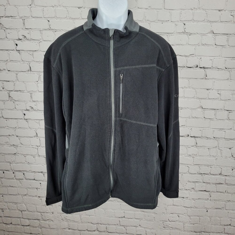 Columbia Black Fleece Full Zip Mock Neck Pockets Long Sleeve Jacket Size XL